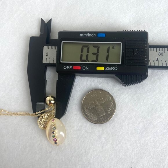 Gold Vermeil Sterling Silver 925 Pearl Gemstone Sanddollar Pendant Necklace 18" - Picture 14 of 16
